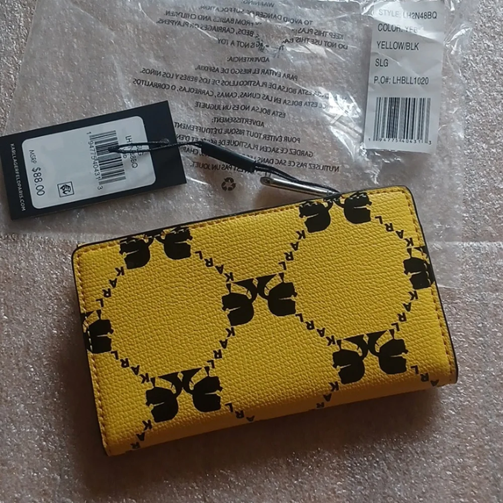 SOLD - NWT Karl Lagerfeld Adele Wallet Pouch - Yellow / Black - Picture 5 of 8